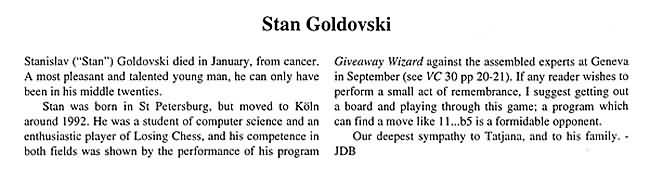 Tribute Stan Goldovski
